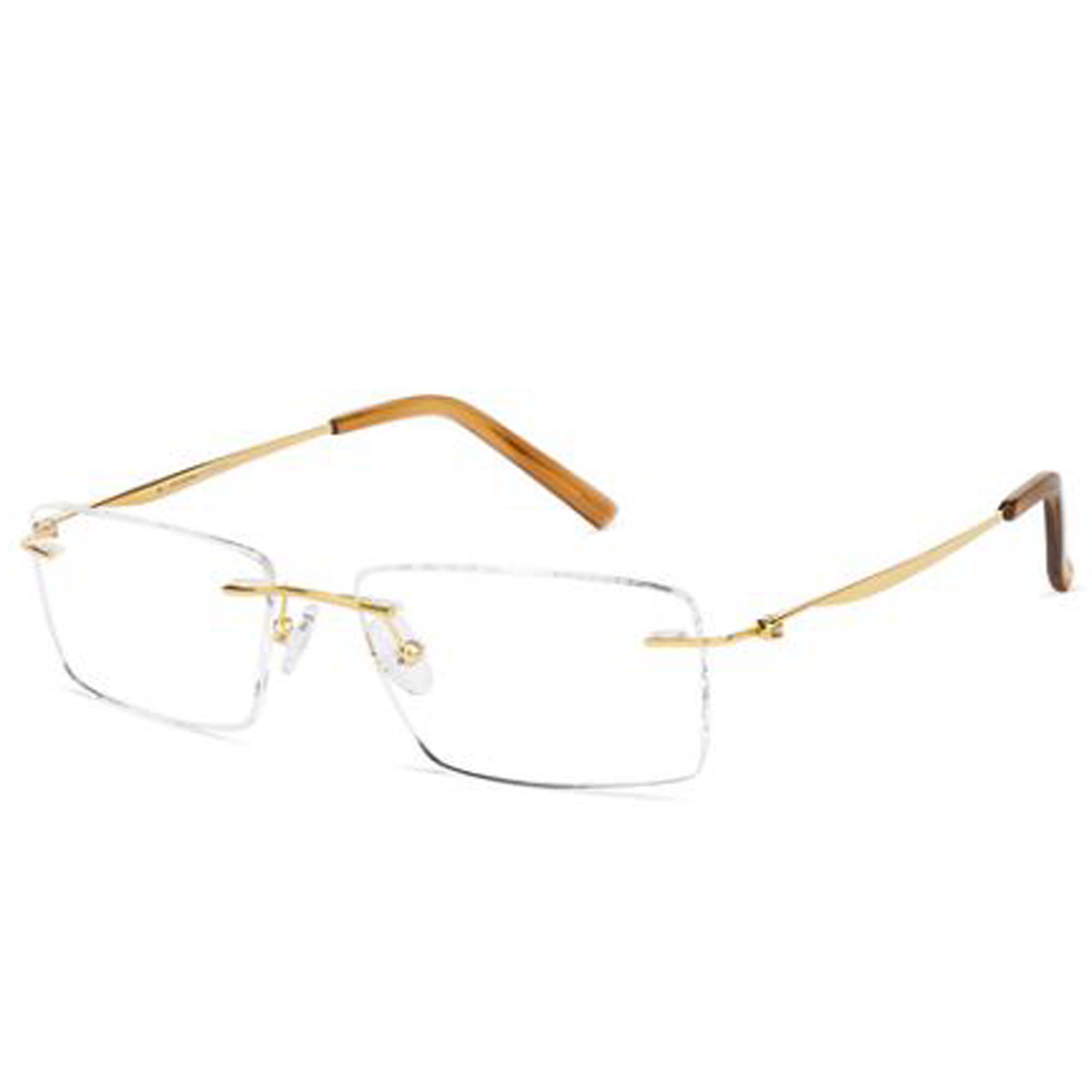 Gold Rimless Frameless Rectangle Glasses Rimless glasses  | Frameless eyeglasses | Eyeglasses without frames | No Frame  around the edge of the lenses BUYCHASHME OCHICHO