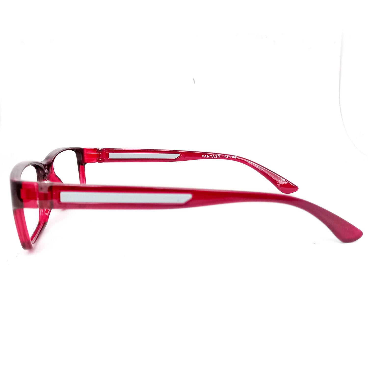 Red rectangular glasses